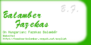 balamber fazekas business card